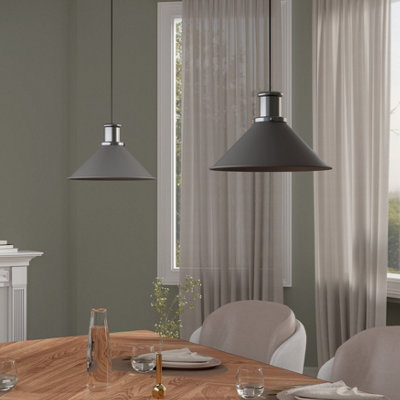 B&Q -  Danvers Grey Brushed Effect Coolie Cone Lamp Shade (D)26Cm