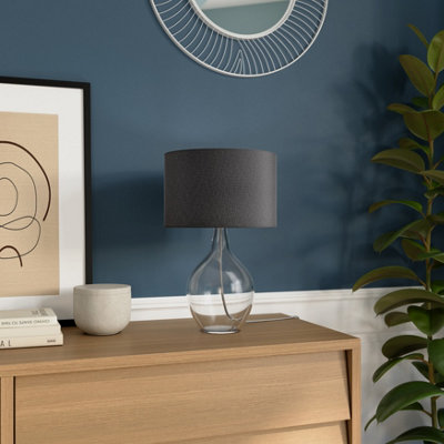 GoodHome Cushing Teardrop Gloss Clear & Grey Table Lamp from B&Q