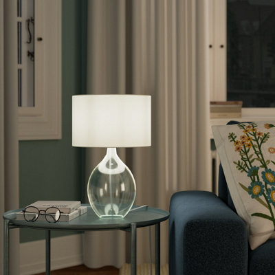 GoodHome Cushing Teardrop Shiny Green & Cream Table Lamp from B&Q