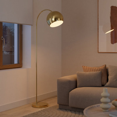 B&Q -  Kotenay Gloss Brass Effect Floor Lamp
