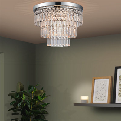 GoodHome Asuia Gloss Metal & Plastic Chrome Silver Effect Ceiling Light from B&Q