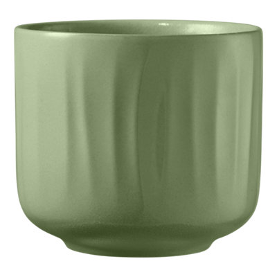 Verve Bagua Green Ceramic Plant Pot (Dia) 16Cm(H)14Cm from B&Q