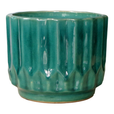 Verve Green Ceramic Plant Pot (Dia) 17Cm(H)13Cm from B&Q