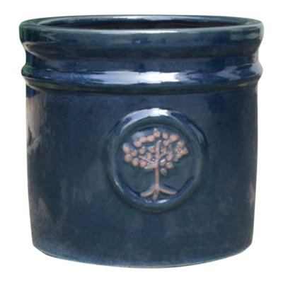 B&Q -  Navy Ceramic Plant Pot (Dia) 20Cm(H)19Cm4L