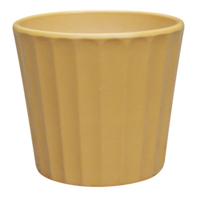 Verve Painted Golden Apricot Ribbed Clay Plant Pot (Dia) 16.5Cm(H)15Cm from B&Q