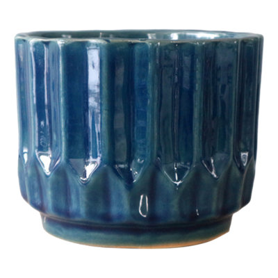 Verve Blue Ceramic Plant Pot (Dia) 17Cm(H)13Cm from B&Q