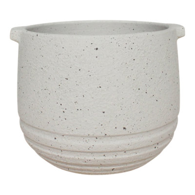 Verve Painted Cream Clay Plant Pot (Dia) 20Cm(H)17Cm from B&Q