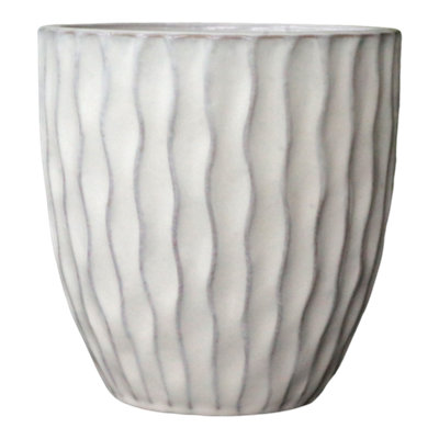 Verve White Ceramic Plant Pot (Dia) 20Cm(H)17Cm from B&Q