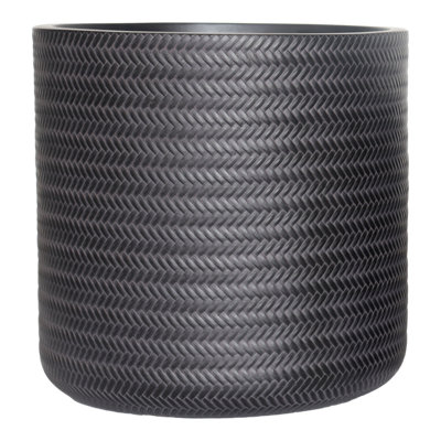 Verve Black Rattan Effect Fibreclay Plant Pot (Dia) 43Cm(H)43Cm from B&Q