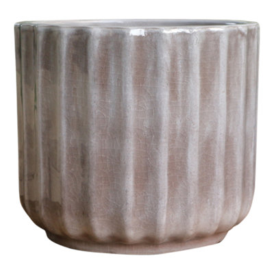 Verve Glazed Silver Grey Ceramic Plant Pot (Dia) 20Cm(H)20Cm from B&Q