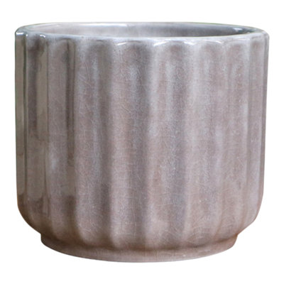 Verve Glazed Silver Grey Ceramic Plant Pot (Dia) 16Cm(H)13Cm from B&Q