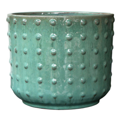 Verve Glazed Blue Ceramic Plant Pot (Dia) 23Cm(H)20Cm from B&Q