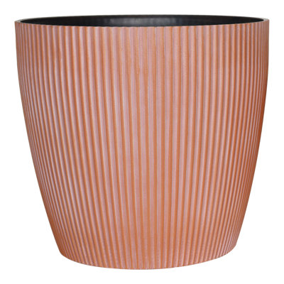 Verve Brown Ribbed Recycled Plastic Plant Pot (Dia) 22Cm(H)20Cm from B&Q