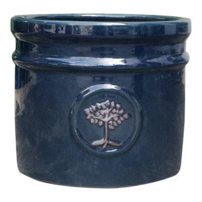 Verve Painted Navy Ceramic Plant Pot (Dia) 30Cm(H)26Cm from B&Q