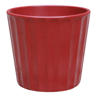 Verve Painted Scarlet Sage Ribbed Clay Plant Pot (Dia) 16.5Cm(H)15Cm from B&Q