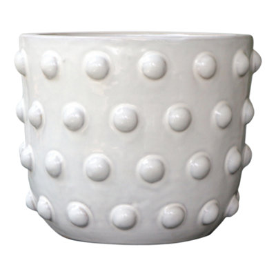 Verve White Ceramic Glazed Plant Pot (Dia) 25Cm(H)20Cm from B&Q