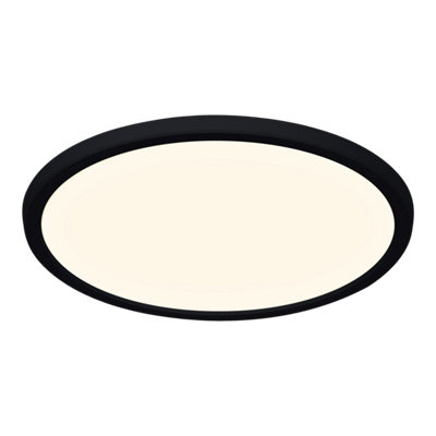 GoodHome Solidaster Matt Plastic Black Frosted Effect Led Ceiling Light from B&Q