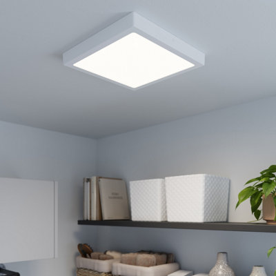 GoodHome Hestia Matt Metal & Plastic White Frosted Effect Led Ceiling Light from B&Q