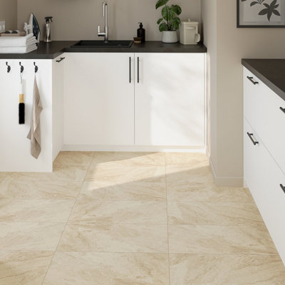 Haver Sand Matt Stone Effect Ceramic Indoor Wall & Floor TilePack Of 6(L)600mm (W)300mm from B&Q