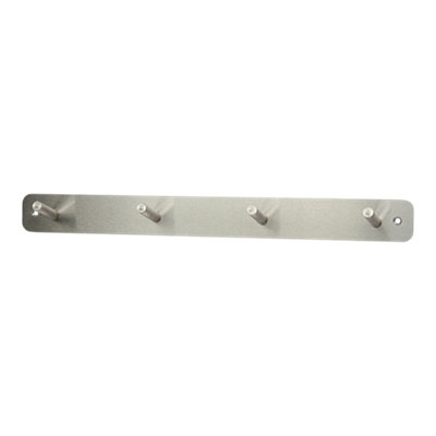GoodHome Minimalist Satin Grey Nickel Effect Stainless Steel 4 Hook Rail (L)400mm (H)40mm from B&Q
