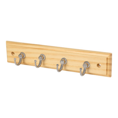 GoodHome Polished Gloss Natural Chrome Effect Pine 4 Hook Rail (L)220mm (H)44mm from B&Q