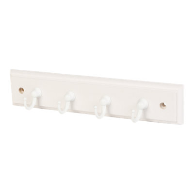 GoodHome Matt White Pine 4 Hook Rail (L)220mm (H)44mm from B&Q