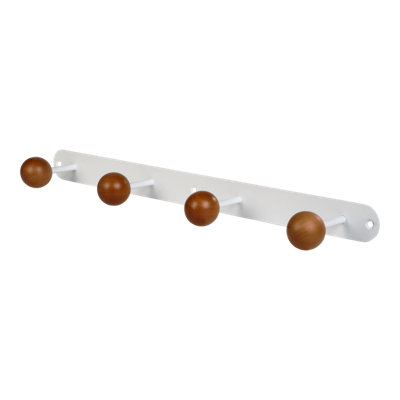 GoodHome Corne Matt White Wood Effect Steel 4 Hook Rail (L)520mm (H)40mm from B&Q
