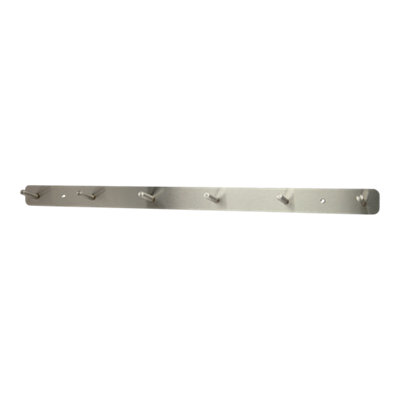 GoodHome Minimalist Satin Grey Nickel Effect Stainless Steel 6 Hook Rail (L)650mm (H)40mm from B&Q