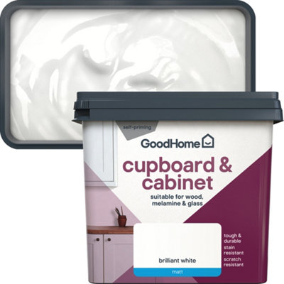 GoodHome Brilliant White Matt Cupboard & Cabinet Paint750Ml from B&Q