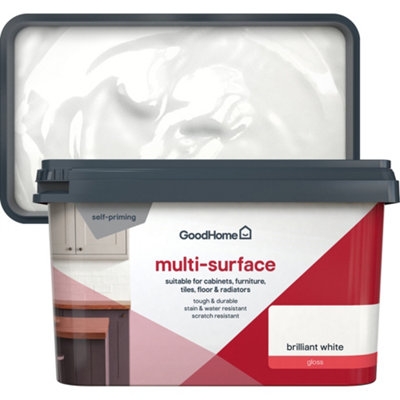 GoodHome Brilliant White Gloss Multi-Surface Paint2L from B&Q