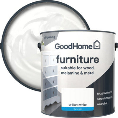 GoodHome Brilliant White Flat Matt Furniture Paint2L from B&Q