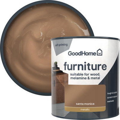GoodHome Santa Monica Metallic Effect Satin Furniture Paint500Ml from B&Q