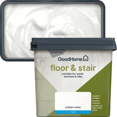GoodHome Brilliant White Matt Floor & Stair Paint750Ml from B&Q