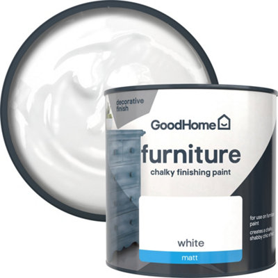 GoodHome Brilliant White Chalky Effect Matt Furniture Paint500Ml from B&Q