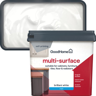 GoodHome Brilliant White Matt Multi-Surface Paint750Ml from B&Q