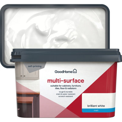 GoodHome Brilliant White Matt Multi-Surface Paint2L from B&Q