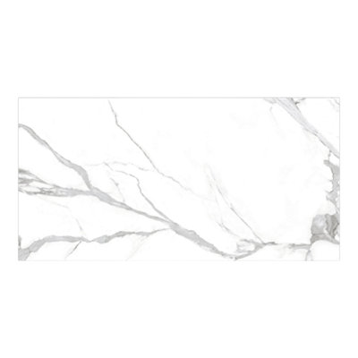 GoodHome Nisida White Polished Marble Effect Porcelain Indoor & Outdoor Wall & Floor TilePack Of 3(L)1200mm (W)600mm from B&Q