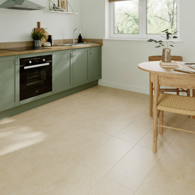GoodHome Heathfield Sand Natural Stone Effect Structured Laminate Flooring1.86M² from B&Q