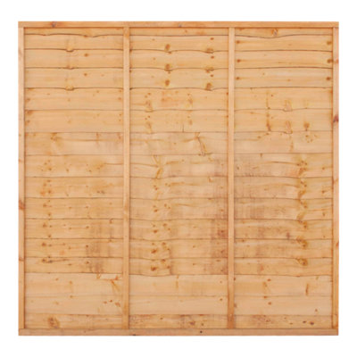  - Superior Traditional Lap Pressure Treated 6Ft Golden Brown Wooden Fence Panel (W)1.83M (H)1.8M