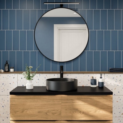 B&Q -  Glina Blue Mirage Matt Ceramic Indoor Wall TilePack Of 27(L)300mm (W)100mm