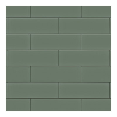 B&Q -  Glina Oil Green Matt Ceramic Indoor Wall TilePack Of 27(L)300mm (W)100mm