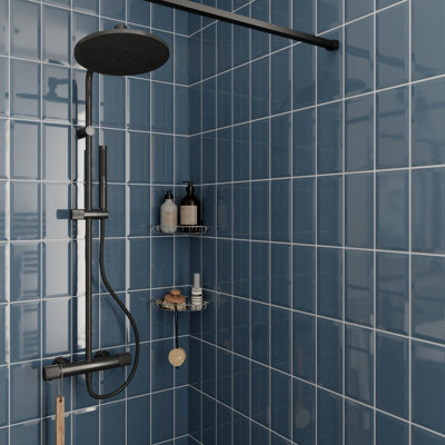 GoodHome Trentie Blue Gloss Textured Ceramic Indoor Wall TilePack Of 50(L)200mm (W)100mm from B&Q