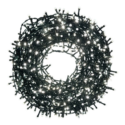 B&Q White/Green 720 Ice Led String Lights With Timer Function & Cable 45.95M