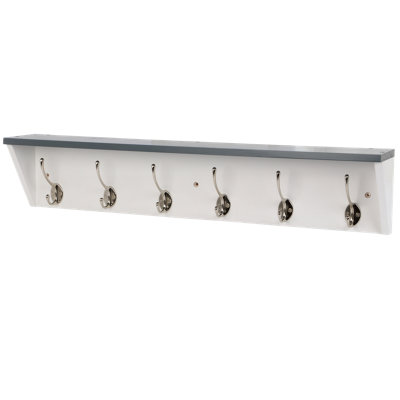 GoodHome Satin Multicolour Nickel Effect Pine 6 Hook Rail (L)700mm (H)140mm from B&Q