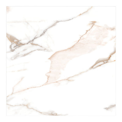 GoodHome Cervo White & Gold Matt Marble Effect Textured Porcelain Indoor Wall & Floor Tile Sample from B&Q
