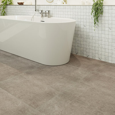 GoodHome Sonora Grey Matt Concrete Effect Textured Porcelain Indoor Wall & Floor TilePack Of 7(L)600mm (W)300mm from B&Q