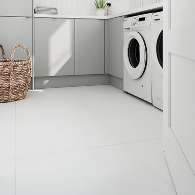 GoodHome Latinie White Matt Porcelain Indoor Wall & Floor TilePack Of 3(L)597mm (W)597mm from B&Q