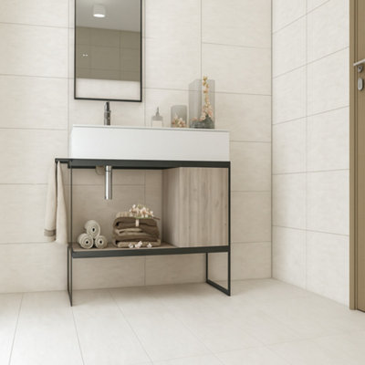 GoodHome Arbace Ivory Lappato Stone Effect Porcelain Indoor Wall & Floor TilePack Of 6(L)610mm (W)310mm from B&Q
