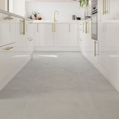 GoodHome Vezeni Light Grey Matt Concrete Effect Porcelain Indoor Wall & Floor TilePack Of 2(L)1200mm (W)600mm from B&Q
