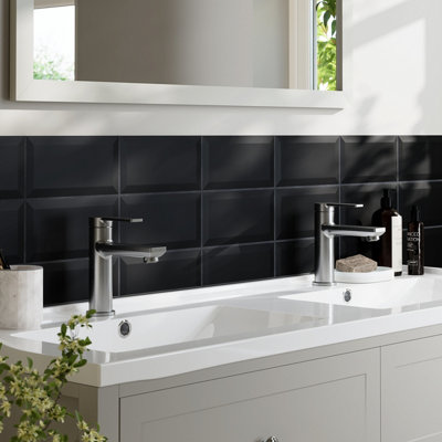 GoodHome Trentie Black Matt Textured Ceramic Indoor Wall TilePack Of 50(L)200mm (W)100mm from B&Q
